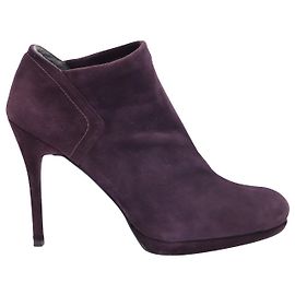 Stuart Weitzman Bottines à Talons Hauts en Daim Violet Aubergine