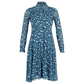 Diane Von Furstenberg Kleid mit Knopfleiste und Leopardenmuster in blaugrüner Viskose