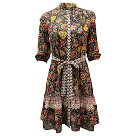 Autre Marque Vestido Saloni Tyra con borde batik en seda multicolor