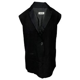 Minivestido sin mangas de terciopelo Moschino en acetato negro