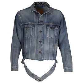 Chaqueta vaquera de algodón azul con dobladillo sin rematar de Balenciaga