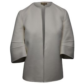 Michael Kors Collection Asymmetrische Jacke mit Engelsärmeln aus weißer Wolle
