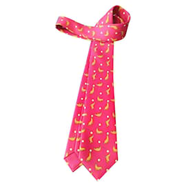 Hermès Silk Tie Burgundy Sea Lion Pattern