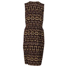 Vestido tubo con estampado de llaves en viscosa marrón de Dolce & Gabbana