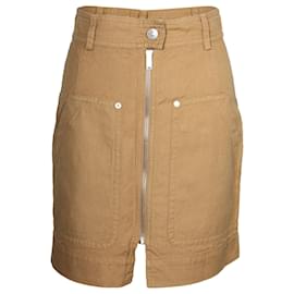 Isabel Marant Etoile Gonna utilitaria a trapezio in lino marrone