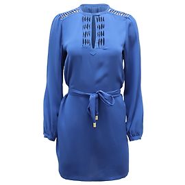 Diane von Furstenberg Florina Kurzes Tunikakleid aus blauer Seide