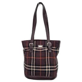 Borsa Burberry in lana con stampa check marrone scuro