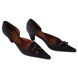 Autre Marque Décolleté LARIO in camoscio blu navy tacco 8cm