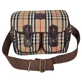 Burberry Check Canvas and Leather Wallet Bag Beige