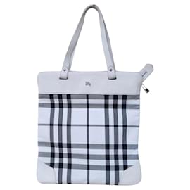 Borsa Tote Burberry in Tela Ecru e Nero