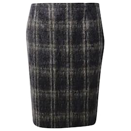 Falda a cuadros hasta la rodilla de Max Mara en mohair gris