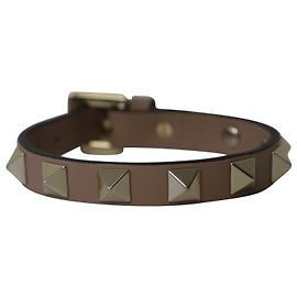 Bracciale Rockstud Valentino Garavani in Pelle di vitello Marrone