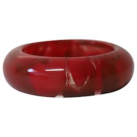 Bracciale rigido Lanvin Marble Resign in plastica rossa e nera