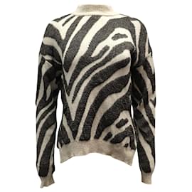 Suéter Nanushka Sosa Zebra Intarsia em Algodão Bege