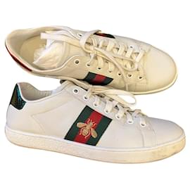 Sneakers Gucci Bee in pelle bianca