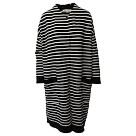 Cappotto lungo lavorato a maglia Maje in acrilico nero e bianco