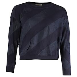 Sandro-Streifenpullover aus marineblauem Polyester