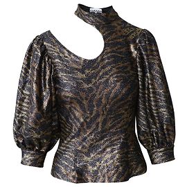 Top de punto de lúrex con mangas abullonadas estampadas Ganni upperr en poliéster multicolor