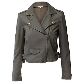 Chaqueta motera corta Iro de piel de cordero gris