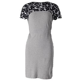 Autre Marque Vestido midi con paneles estampados de nácar en algodón gris y negro