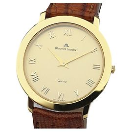 Autre Marque Maurice Lacroix Vergoldete Damenuhr mit Lederarmband