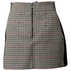 Minifalda Maje Check con panel de costura lateral negro en algodón beige