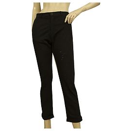 Autre Marque Calça Cropped Crossley preta envelhecida de algodão com elastano tamanho GG