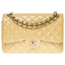 Chanel intramontabile borsa a spalla jumbo in vernice gialla -101151