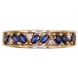 Autre Marque Strumpfhalterring aus Gelbgold mit Saphir und Diamant 750%O