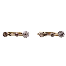 Brincos dorminhoco trilogia de diamantes em ouro amarelo 750%O - Autre Marque