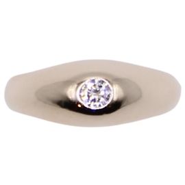 Autre Marque Englischer Ring, besetzt mit einem Diamanten aus Weißgold 750%O