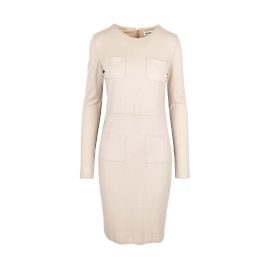 Jil Sander Beige Langarm-Taschenkleid