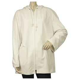 Vivaldi Weiße leichte Trenchcoat-Kapuzenjacke mit Reißverschluss vorne, Größe XL - Autre Marque
