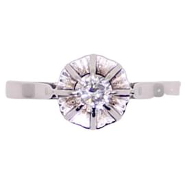 Solitario diamante antico chaton sole oro bianco 750%O - Autre Marque