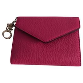 Christian Dior Portemonnaie aus Straußenleder Blau Fuchsia