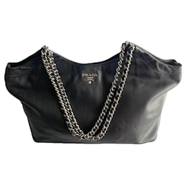 Prada Shopping Bag Ledertasche Schwarz
