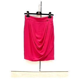 Chanel Falda de crepé de seda rosa T 38