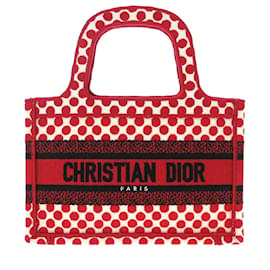 Dior Red DiorAmour Mini Book Tote aus bestickter Canvas mit Punkten