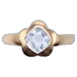 Autre Marque Anello a forma di fiore acquamarina oro vintage 750%O