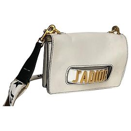 Christian Dior Dior J'Adior Borsa con patta bianca in pelle di vitello media dorata