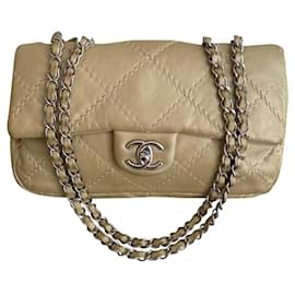 Borsa a mano Chanel Classic Beige Oro Pelle