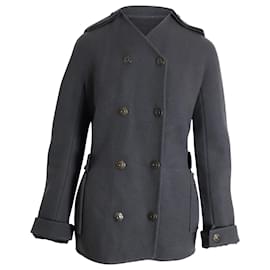 Cappotto a Petto Foderato Lanvin in Lana Grigia
