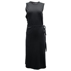 VESTIDO A MEDIDA CON CINTURÓN JOSEPH DE ALGODÓN GRIS OSCURO