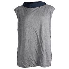 Top de manga japonesa con cuello en contraste de Marni en jersey gris