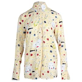 Victoria Beckham Music Langarm-Button-Down-Hemd aus hellgelbem Polyester