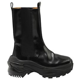Maison Martin Margiela Botas de combate de ajuste retro de Maison Margiela en cuero negro