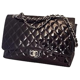 Chanel Jumbo Tasche aus schwarzem Lackleder