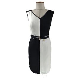Vestido Roberto Cavalli Classe Cavalli Negro Blanco Lino Viscosa