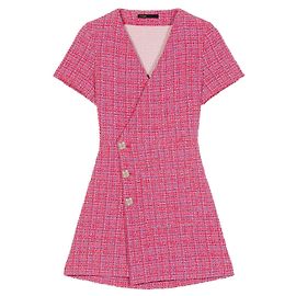 Vestido corto Maje de tweed rosa con espalda abierta