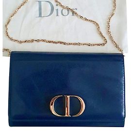 Borsa a mano Christian Dior Montaigne 30 Blu Notte Pelle